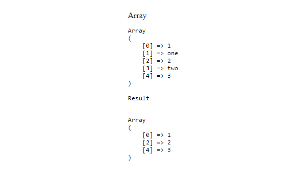 non-integer values from an array